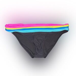 Raisins Dark Gray Bikini Bottom with Multicolored Band